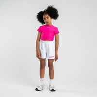 SS25 Bonini ASPIRE Hot Pink & White Logo Short Sleeve Ruched Top