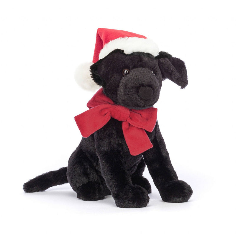Jellycat Christmas Winter Warmer Pippa Black Labrador Dog Soft Toy