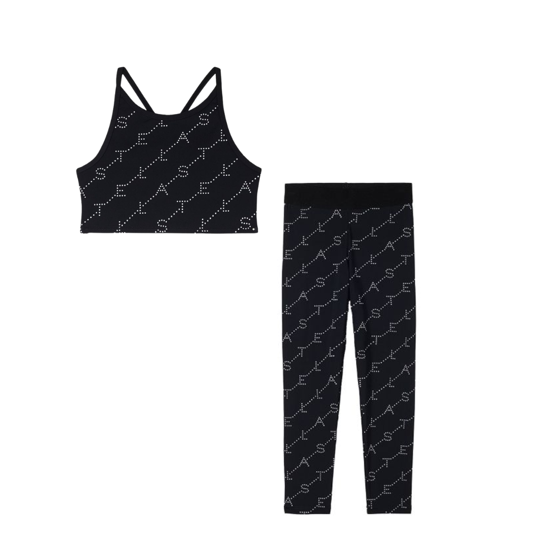 SS26 Stella McCartney Black & White Logo Print Leggings Set