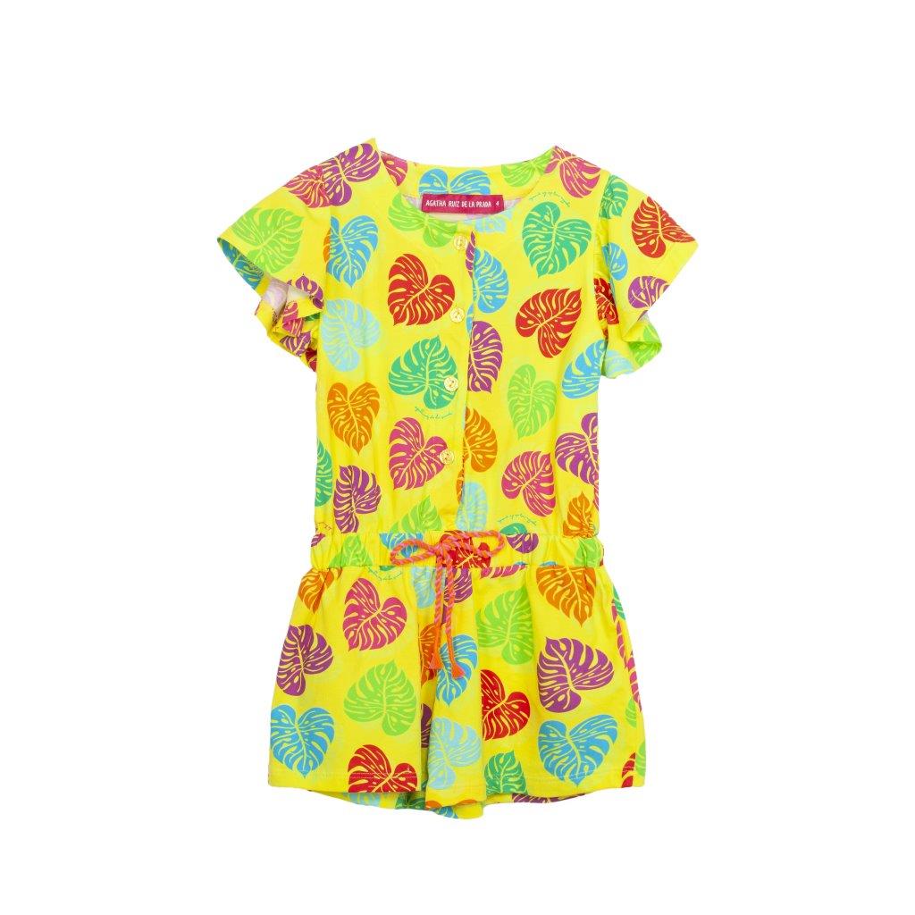 SS26 Agatha Ruiz De La Prada JNR Multicoloured Leaf Logo Playsuit