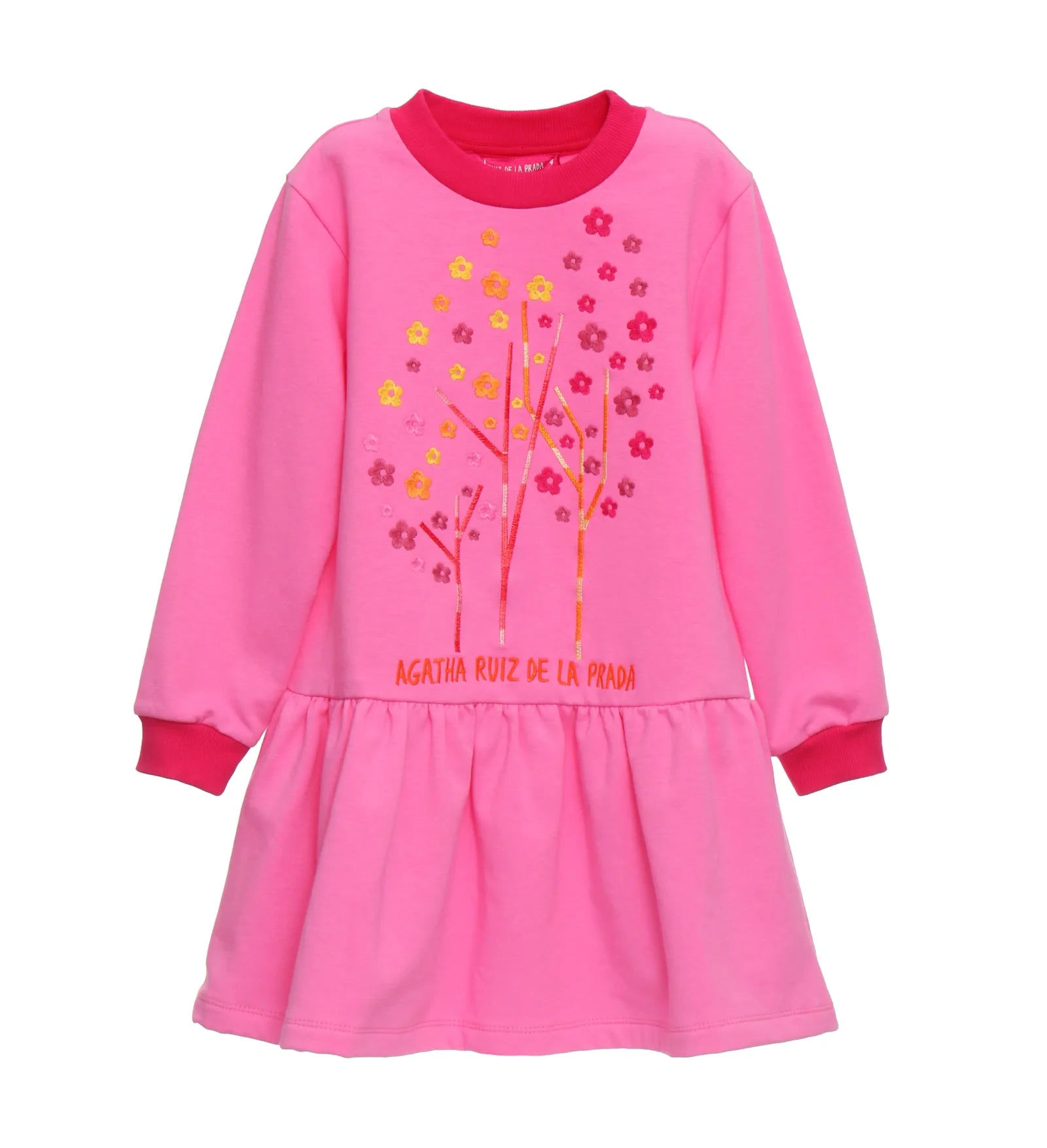 AW25 Agatha Ruiz De La Prada Junior Pink Floral Trees Dress