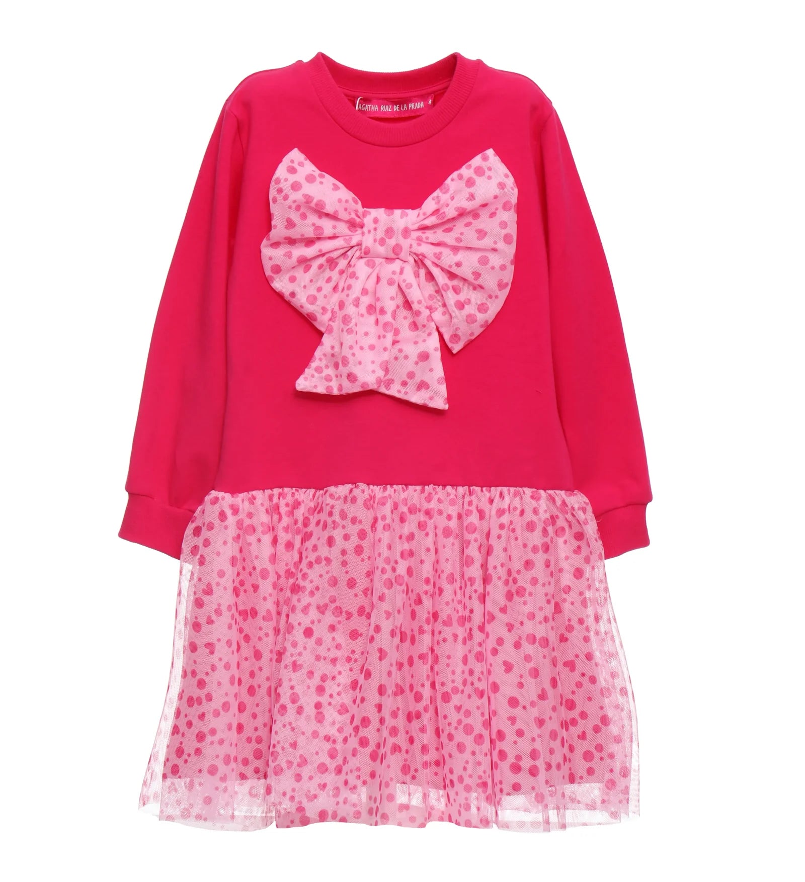 AW25 Agatha Ruiz De La Prada Junior Fuchsia Pink Tulle Bow Dress