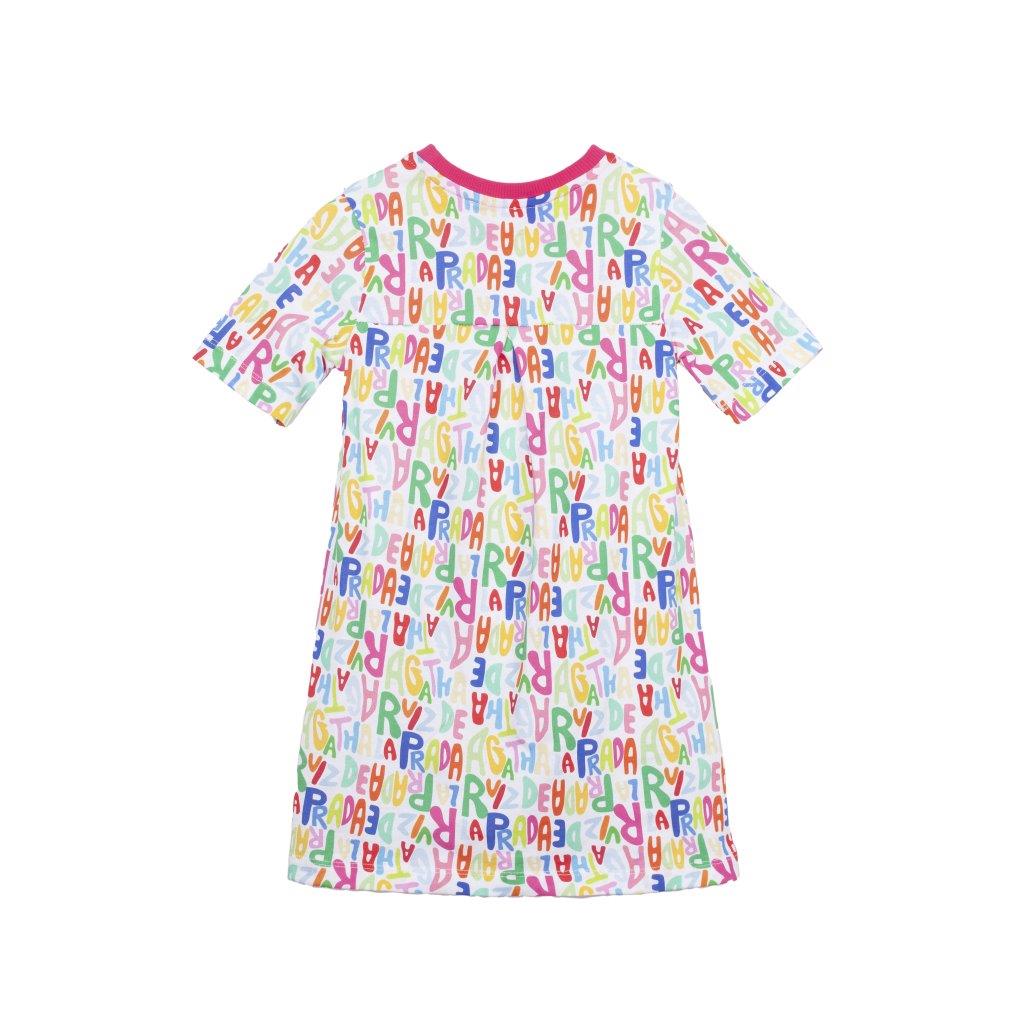 SS26 Agatha Ruiz De La Prada JNR Pink & White Multicoloured Logo Dress