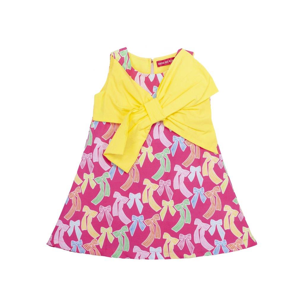 SS26 Agatha Ruiz De La Prada JNR Pink & Yellow Bows Dress