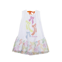 SS26 Agatha Ruiz De La Prada JNR White Multicoloured Bows Tie Dress