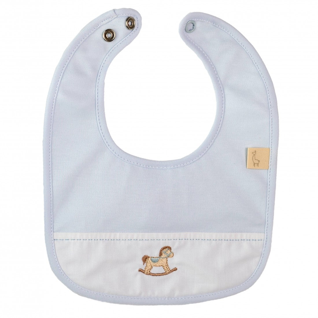 Baby Gi Blue & White Cotton Rocking Horse Bib
