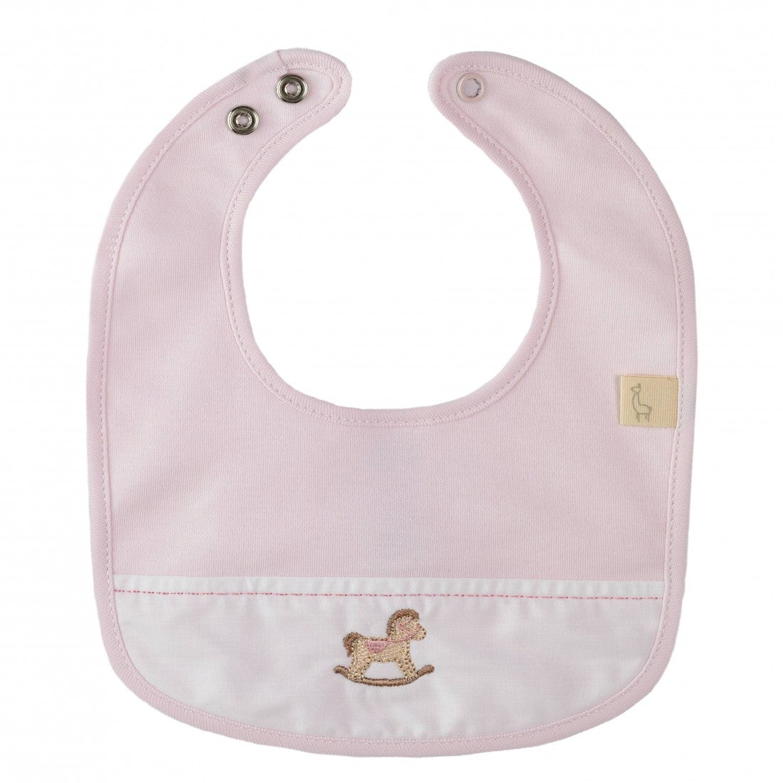 Baby Gi Pink & White Cotton Rocking Horse Bib