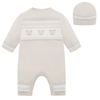 AW25 Emile Et Rose KRISTIAN Stone & White Knitted Bears All In One With Hat