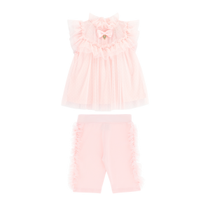 SS24 Angel's Face REA Pink Ruffle Spotted Bow Tulle Short Set