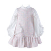 AW23 Daga Pink & White Multicoloured Frill Shirt & Dress Set