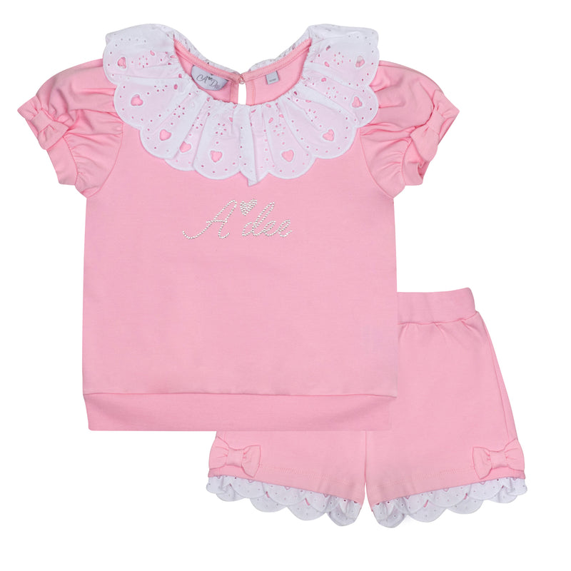 SS24 ADee LINDA Pink Fairy Broderie Anglaise Sweat Short Set