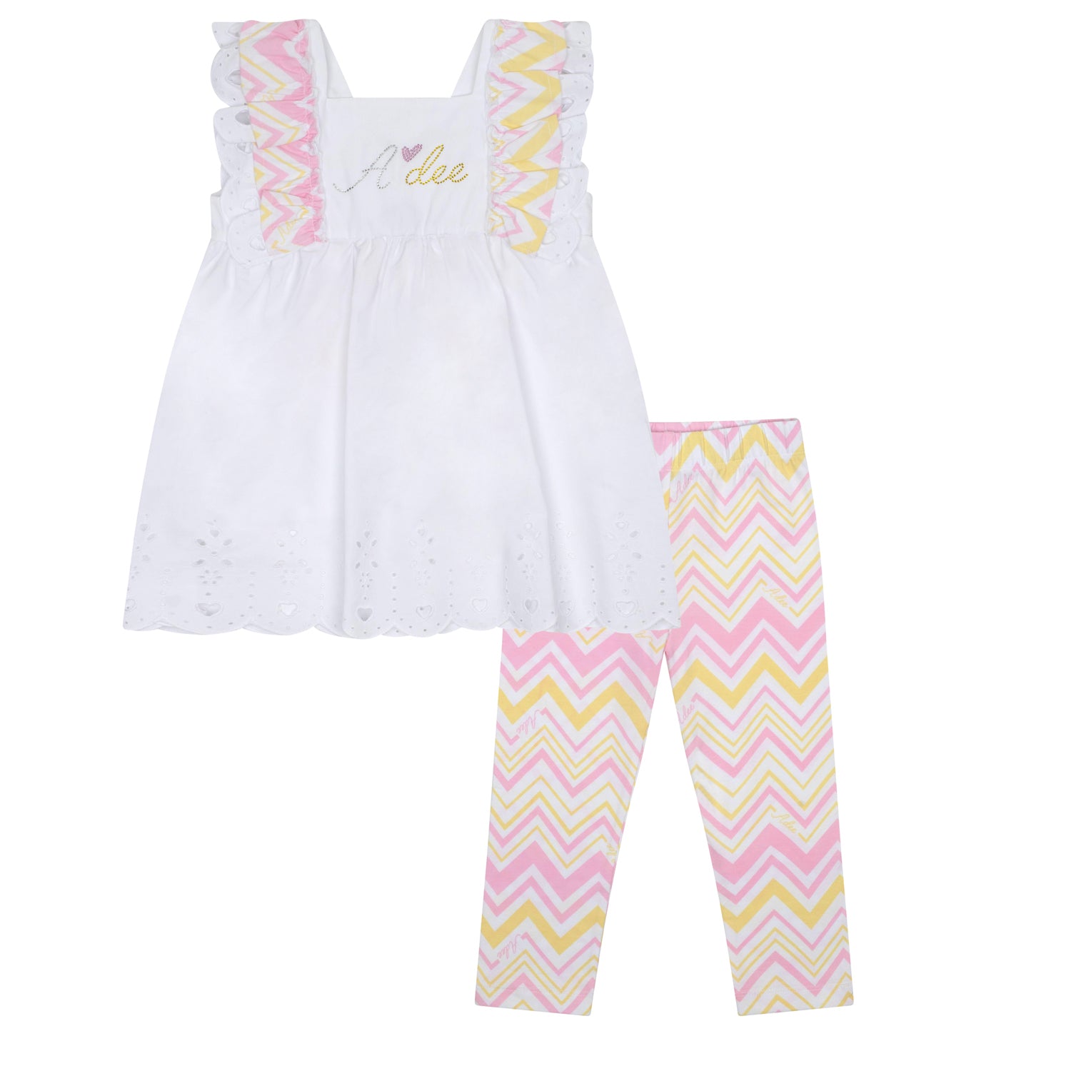 ADee LEXY Bright White Broderie Anglaise Legging Set