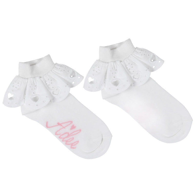 SS24 ADee LENNI Bright White Broderie Anglaise Ankle Socks