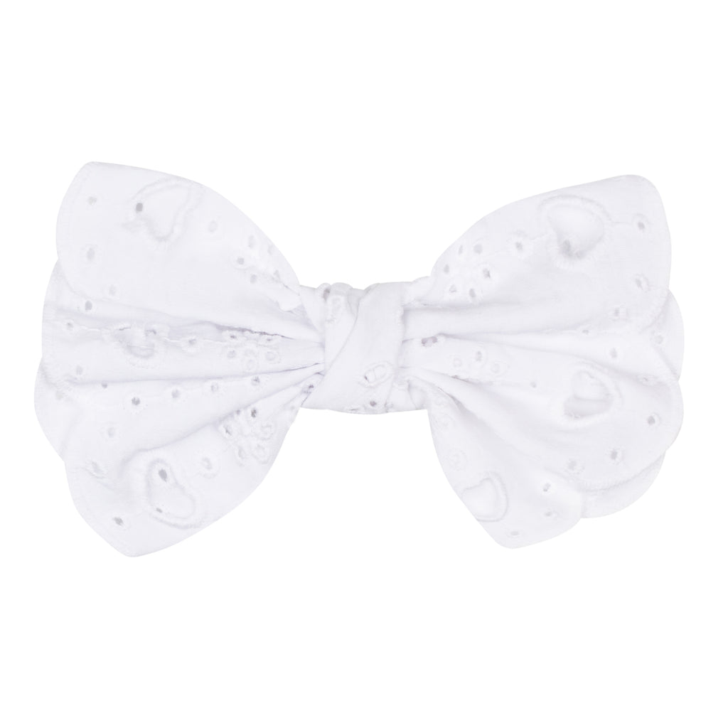 SS24 ADee LEVI Bright White Broderie Anglaise Bow Hair Clip