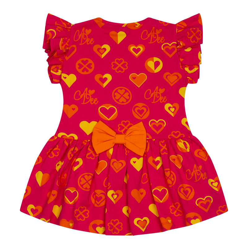 ADee MINNIE Hot Pink Colour Block Heart Print Legging Set