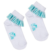 ADee OCTAVIA Bright White Stripe Frill Ankle Socks