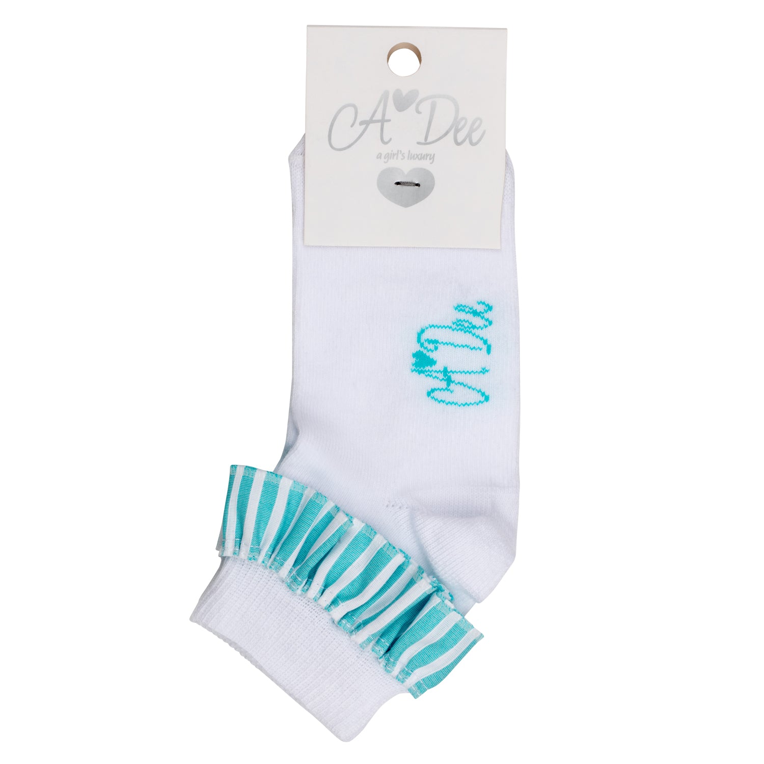 ADee OCTAVIA Bright White Stripe Frill Ankle Socks