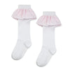 SS25 ADee COLETTE White & Pink Stripe Frill Knee High Socks