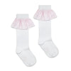 SS25 ADee COLETTE White & Pink Stripe Frill Knee High Socks
