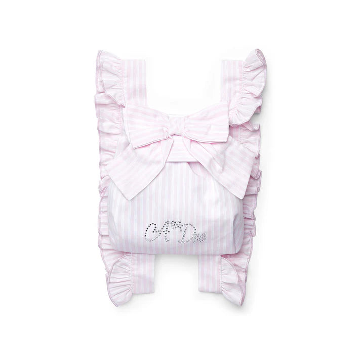 SS25 ADee CANDICE White & Pink Striped Bow Logo Frill Backpack