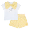 SS25 ADee DIXIE White & Yellow Checked Bow Logo Shorts Set