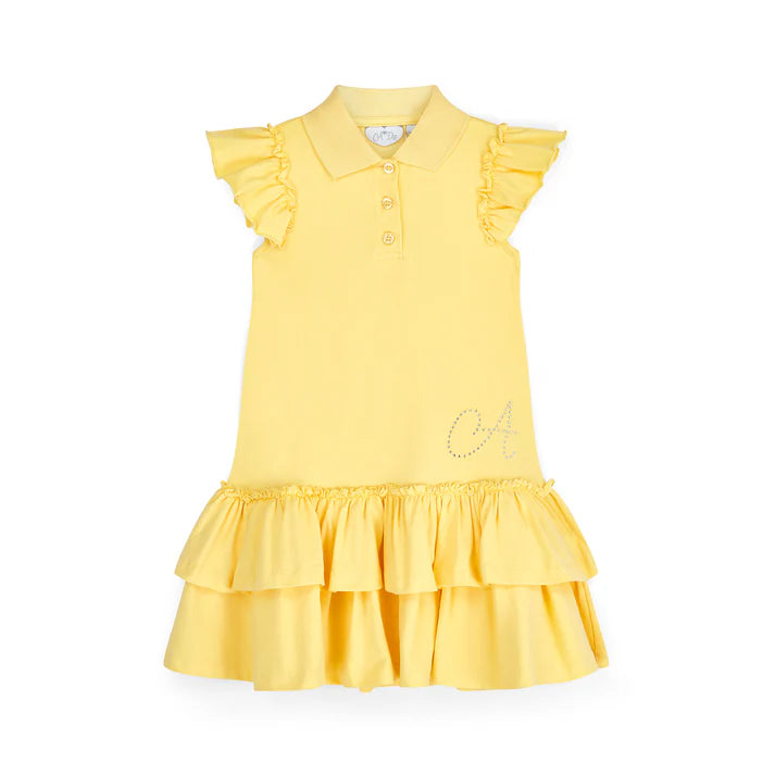 SS25 ADee CAIRO Yellow Logo Frill Tennis Dress