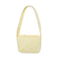SS25 ADee DORA Yellow & White Checked Bow Logo Handbag