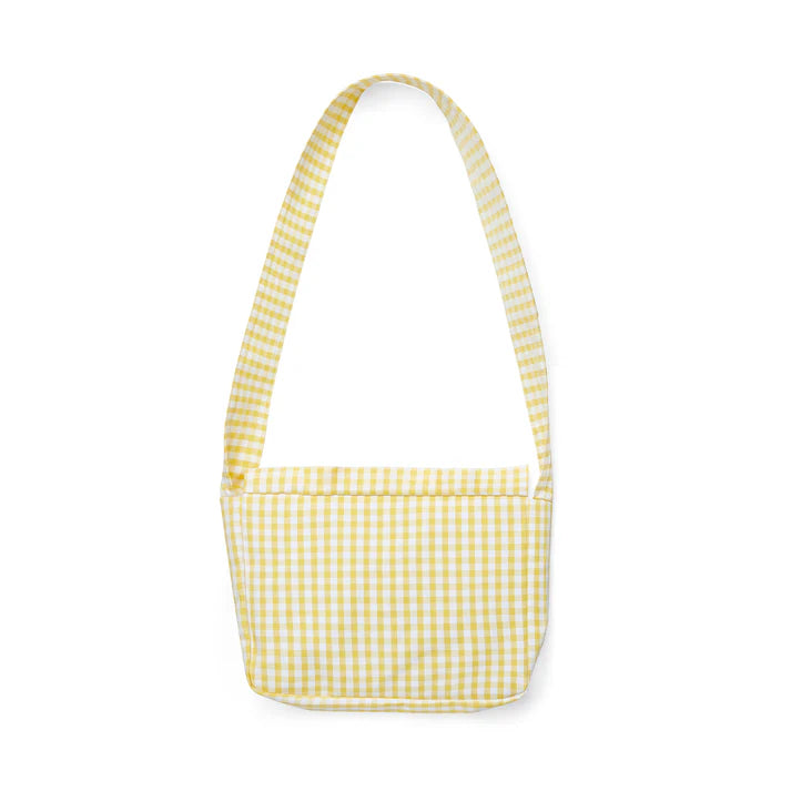 SS25 ADee DORA Yellow & White Checked Bow Logo Handbag