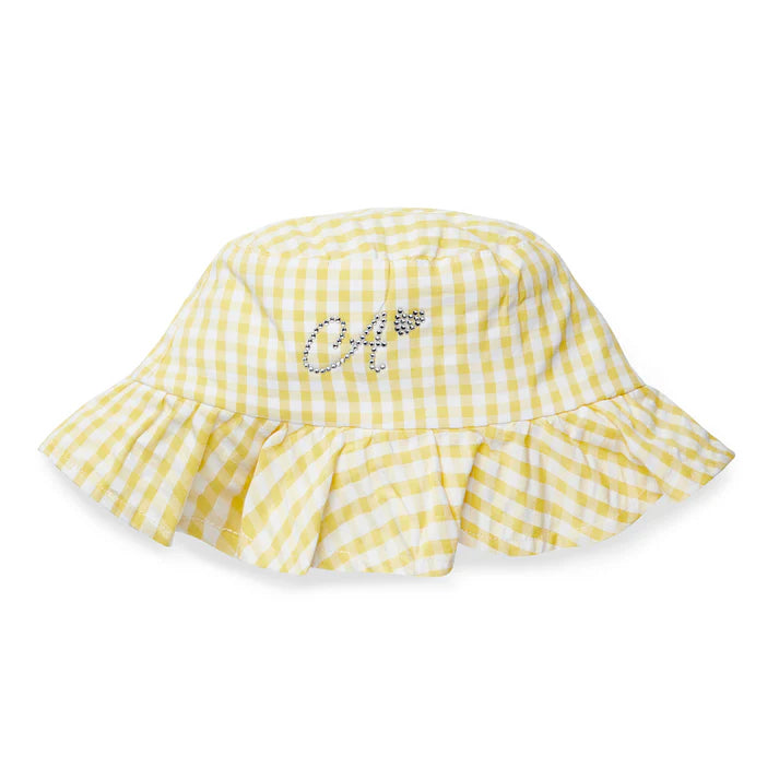 SS25 ADee DREAM Yellow & White Checked Logo Bucket Hat