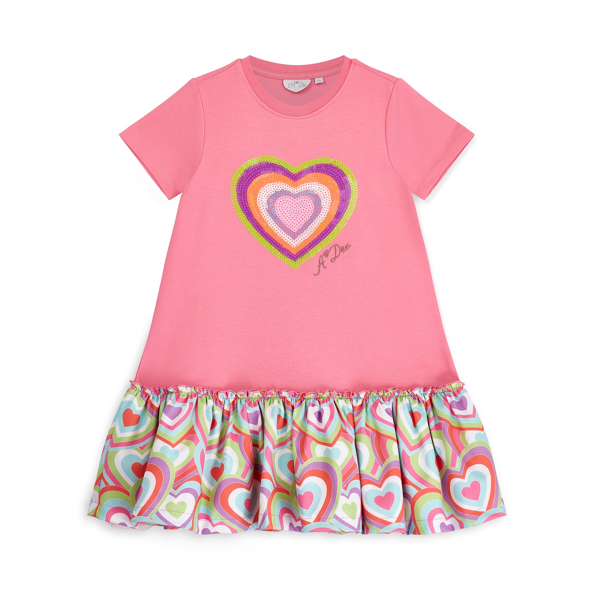 SS25 ADee DOVE Multicoloured Hearts Drop Waist Dress