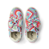 SS25 ADee BOWIE Multicoloured Heart Print Bow Trainers