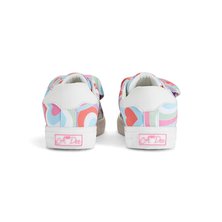 SS25 ADee BOWIE Multicoloured Heart Print Bow Trainers
