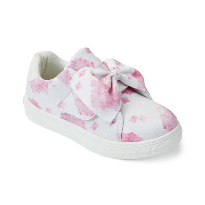 SS25 ADee BOWIE Pink & White Hydrangea Print Bow Trainers
