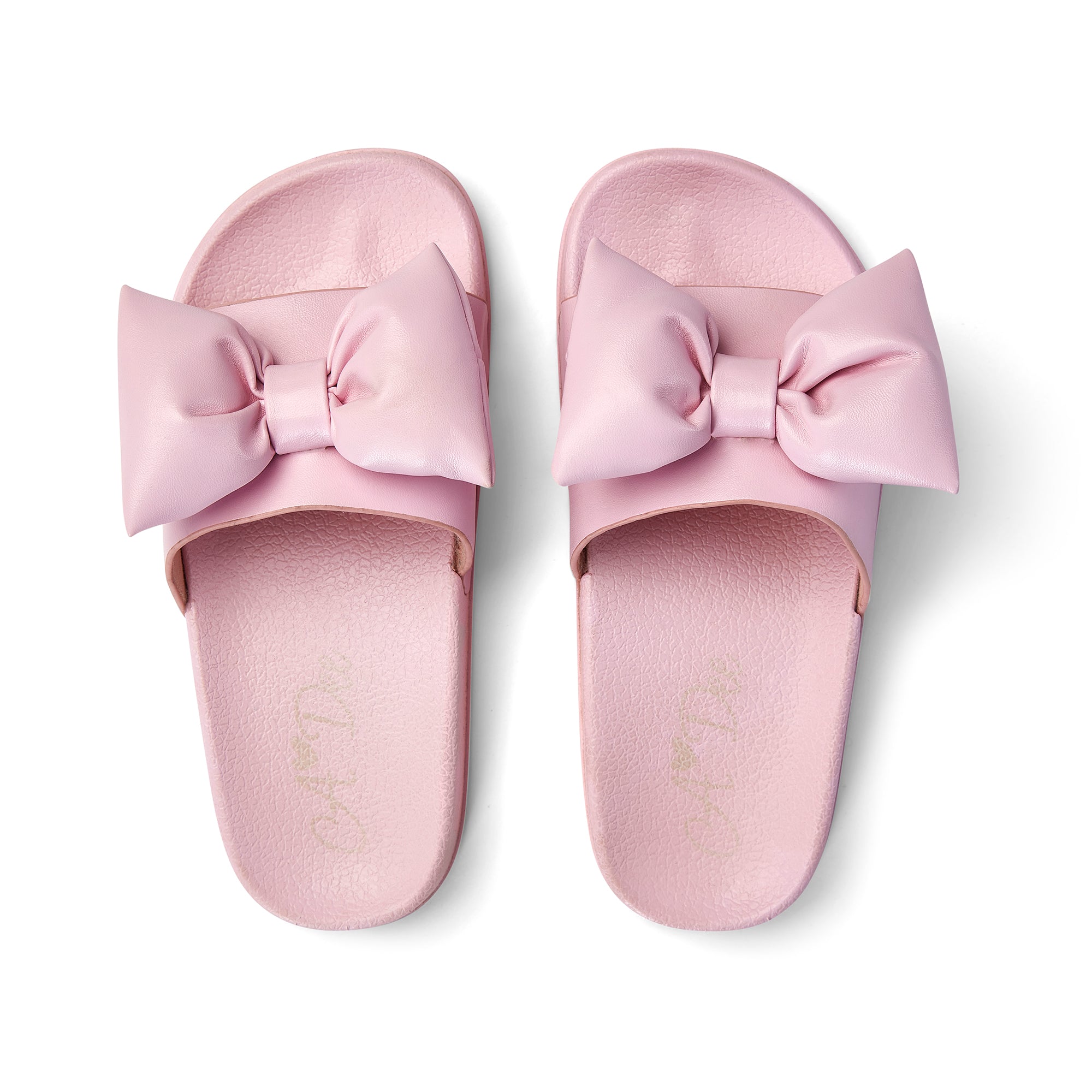 Bow Sliders Neon Pink Sliders Flat Sandals Pink Slides With Bow