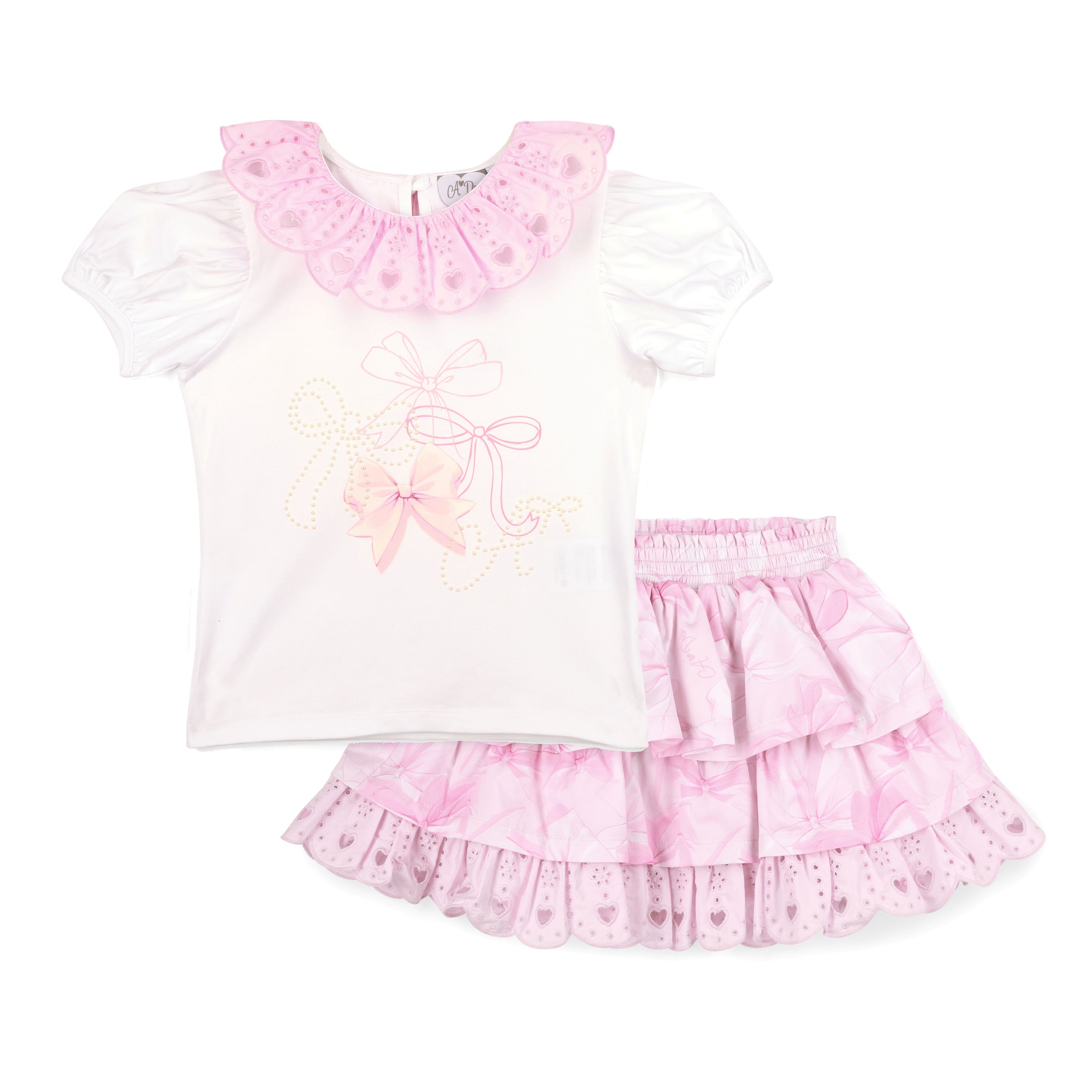 PREORDER SS26 ADee RIRI White & Pink Bow Skirt Set