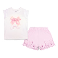 PREORDER SS26 ADee ROXY White & Pink Bow Shorts Set