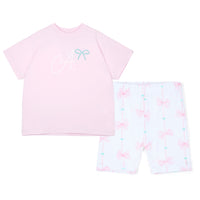 PREORDER SS26 ADee REBECCA Pink White & Green Bow Cycling Shorts Set