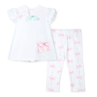 PREORDER SS26 ADee RITA White & Pink Bows Handbag Leggings Set