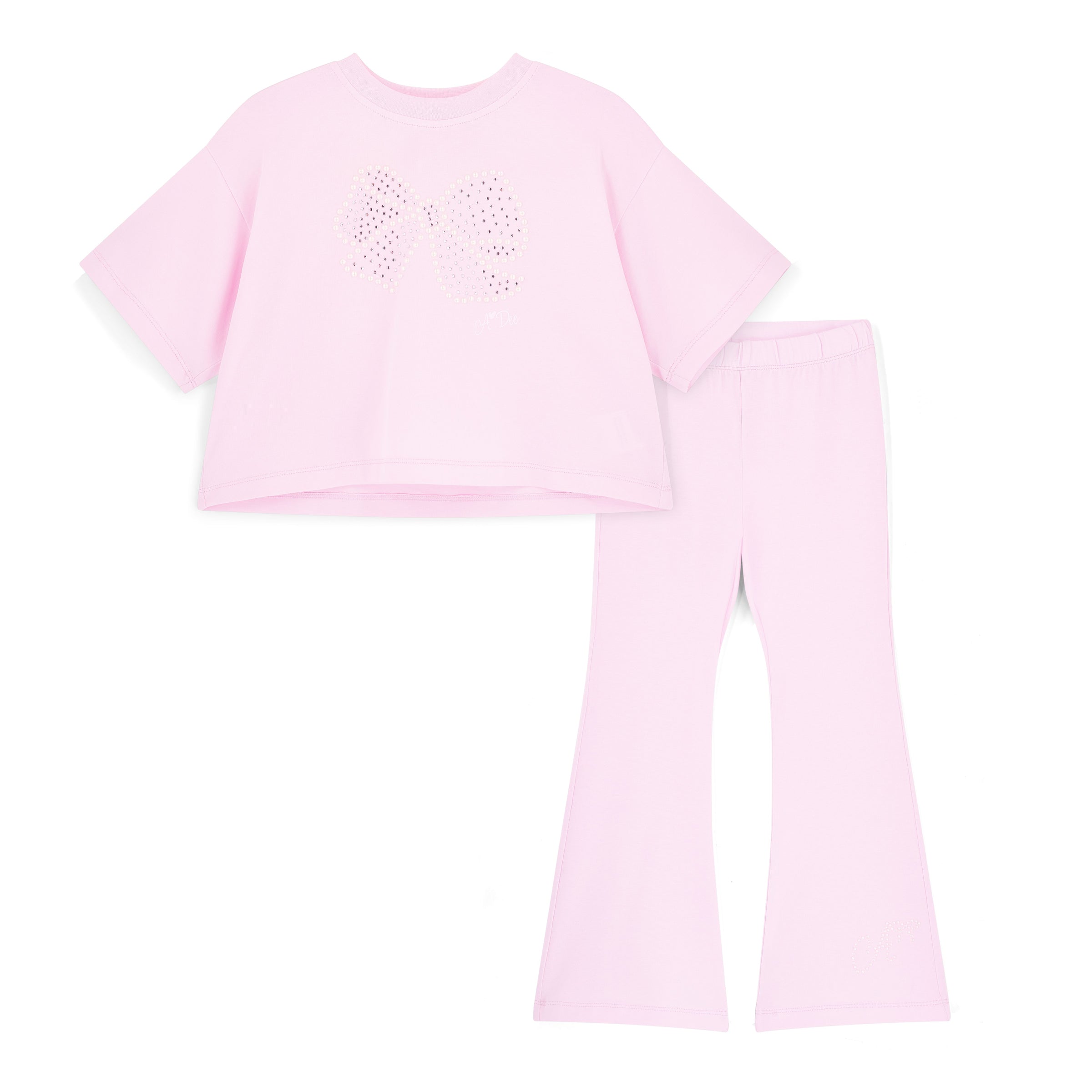PREORDER SS26 ADee SAMANTHA Pink Pearl Bow Flared Leggings Set