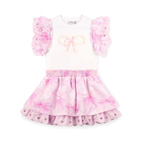 PREORDER SS26 ADee REMI White & Pink Logo Bow Dress