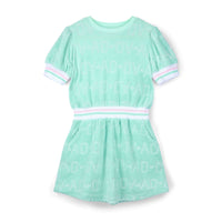 PREORDER SS26 ADee RUE Green Pink & White Logo Terry Towelling Dress