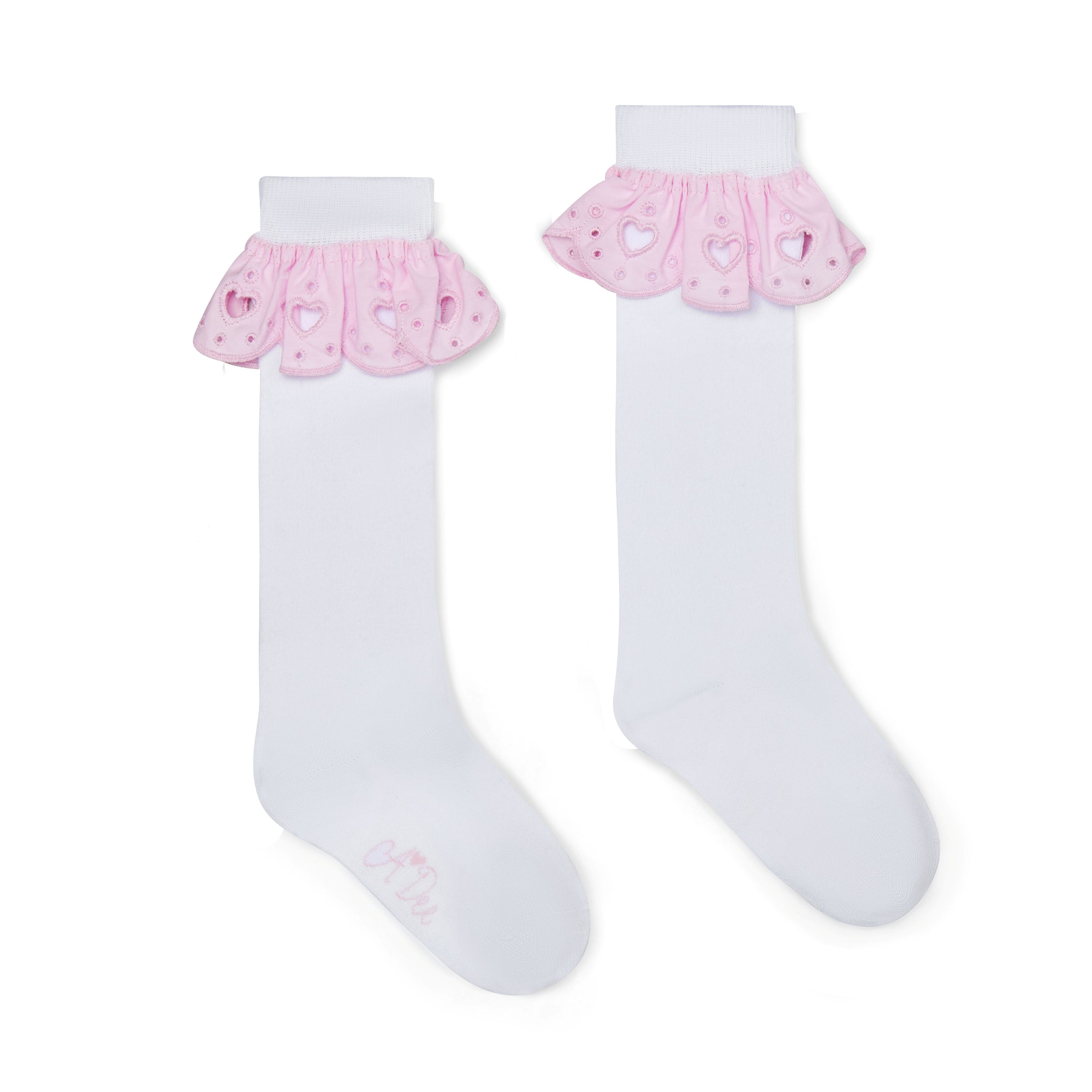 PREORDER SS26 ADee RAE Pink & White Broderie Anglaise Knee High Socks