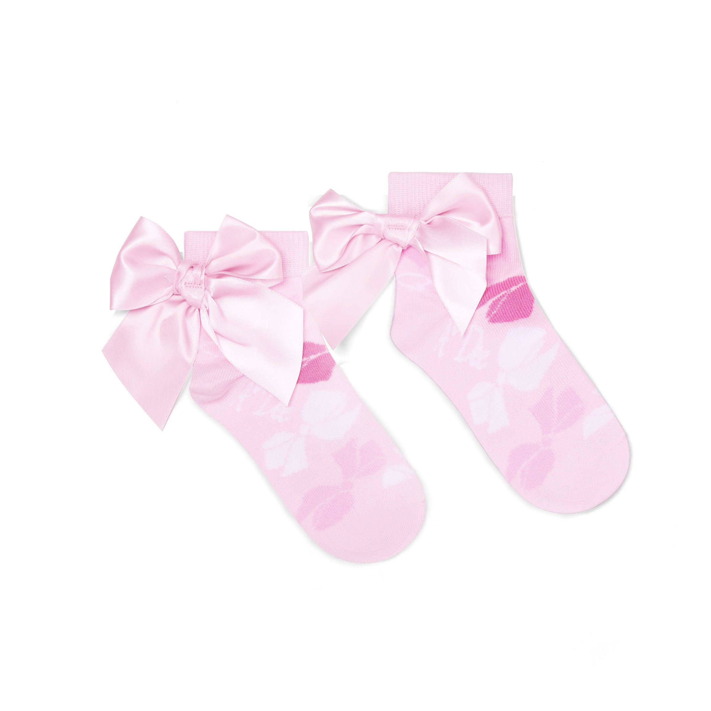 PREORDER SS26 ADee RINA Pink & White Bow Print Ankle Socks