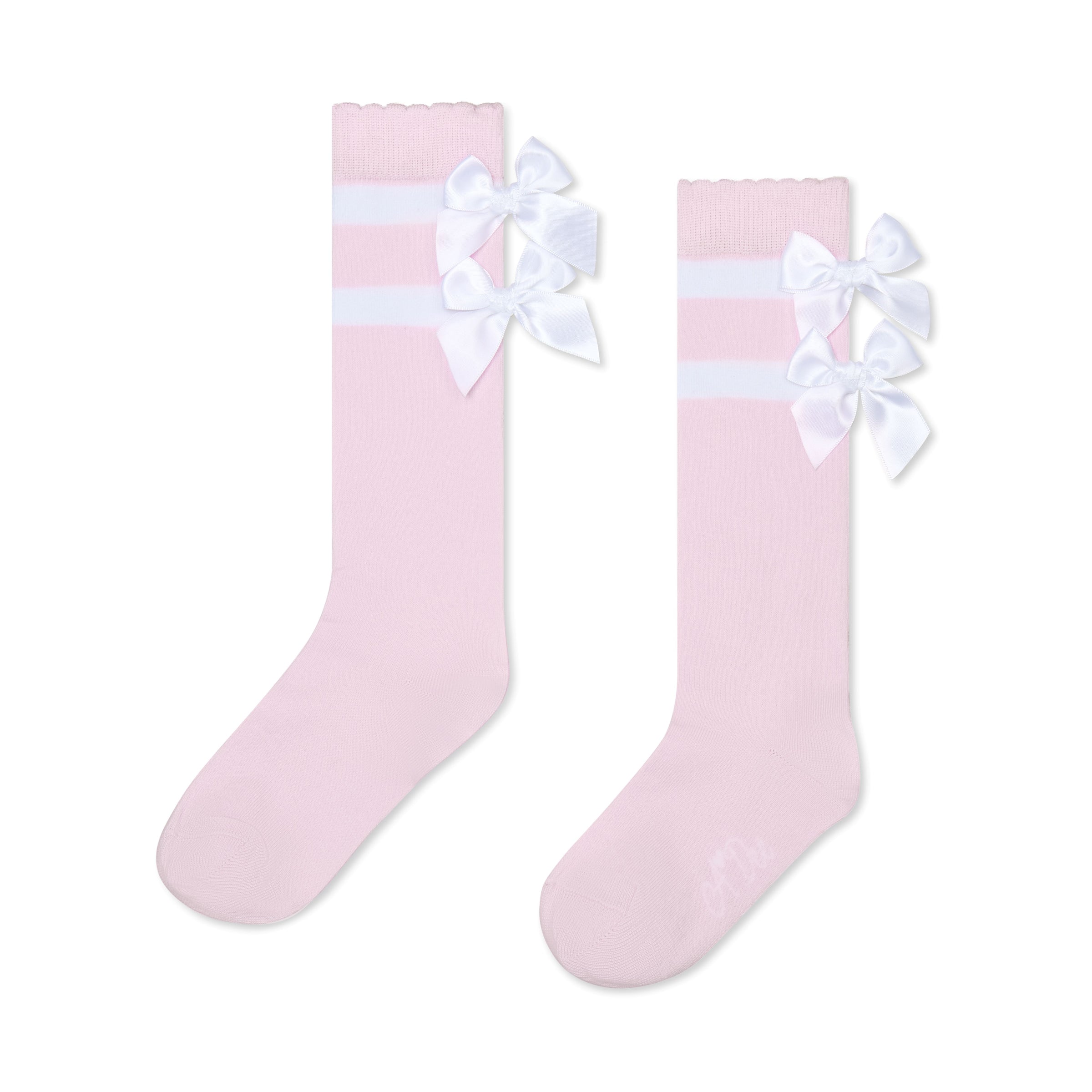 PREORDER SS26 ADee RHEA Pink & White Knee High Bow Socks