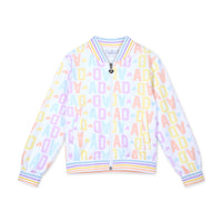 PREORDER SS26 ADee SASSY Multicoloured Initial Print Sequin Heart Bomber Jacket