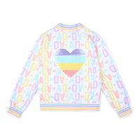PREORDER SS26 ADee SASSY Multicoloured Initial Print Sequin Heart Bomber Jacket
