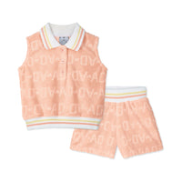 PREORDER SS26 ADee ROMI Peach Initial Print Terry Towelling Shorts Set