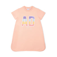 PREORDER SS26 ADee SAYLOR Peach Multicoloured Sequin Logo Dress