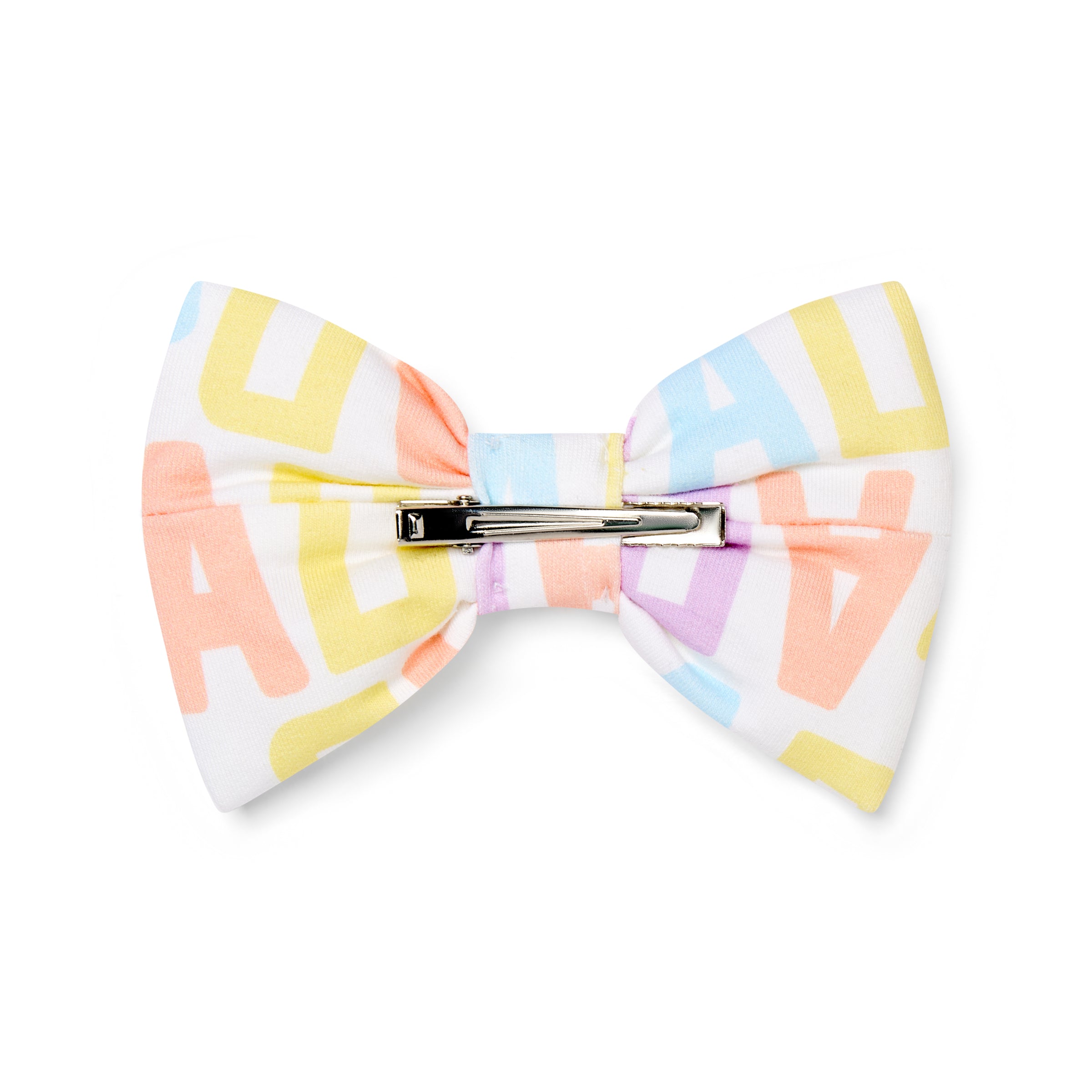 PREORDER SS26 ADee SAMI White Multicoloured Initial Print Bow Hair Clip