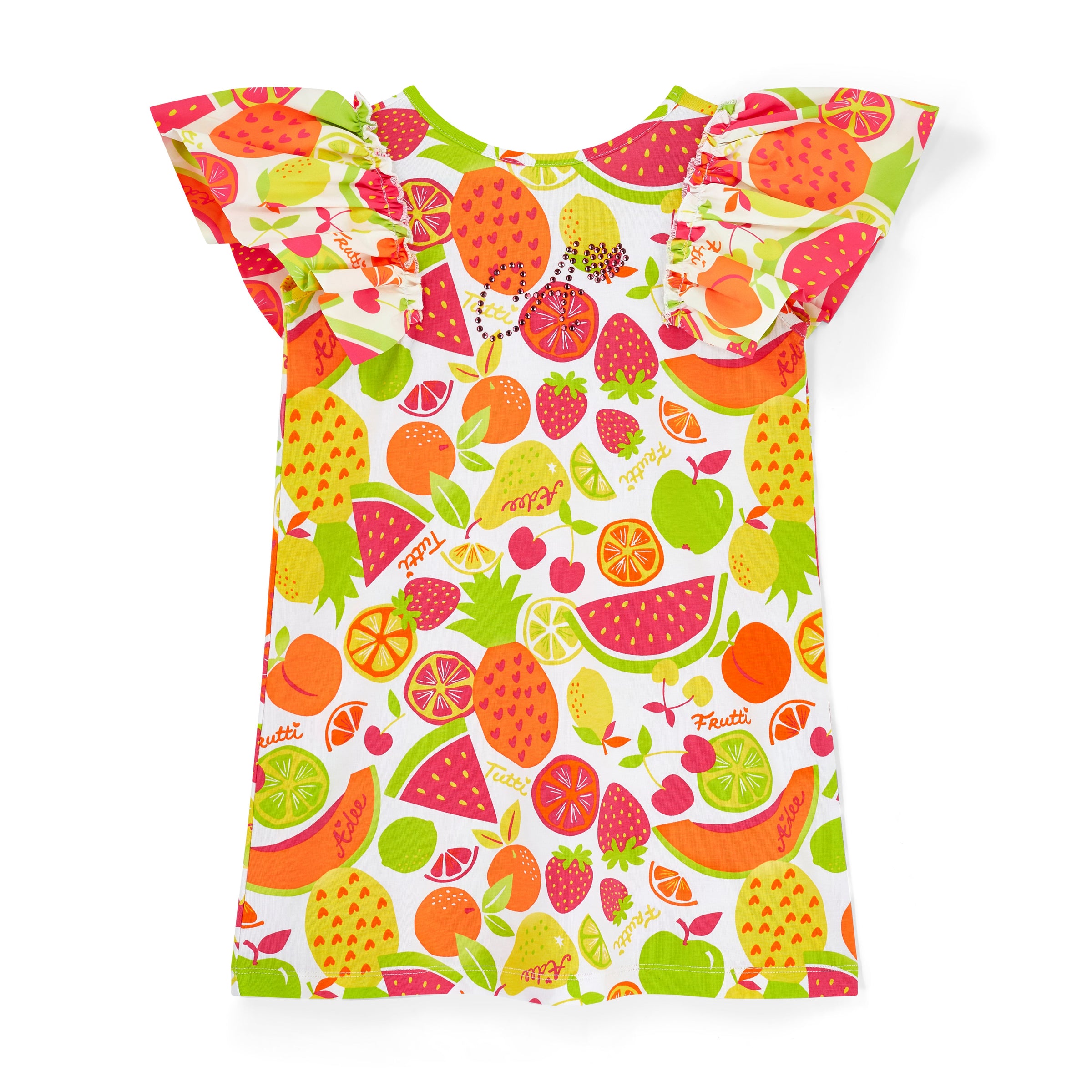 PREORDER SS26 ADee TAMARA Multicoloured Fruit Print Bow Frill Dress